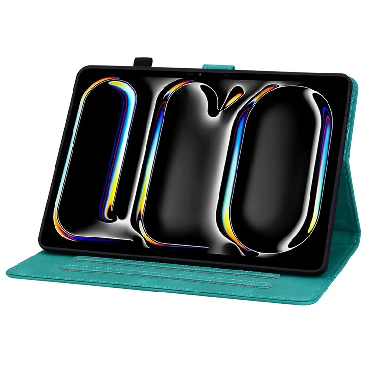 Para iPad Pro 11 (2024) Capa Lily Flower Design PU Leather Drop Protection Tablet Cover - Verde