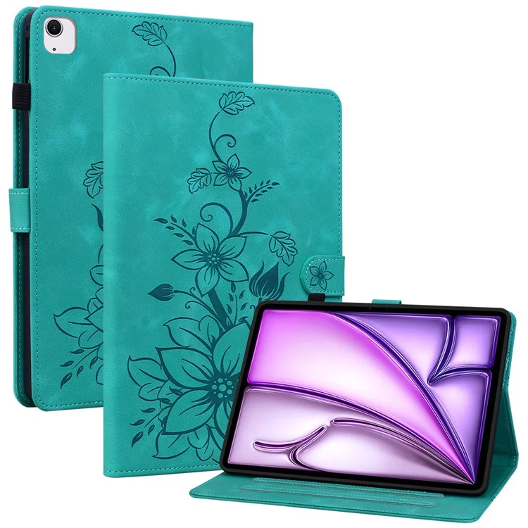 Чехол для iPad Air 11 (2024) с слотами для карт, кожаный + TPU, полная защита - Зеленый