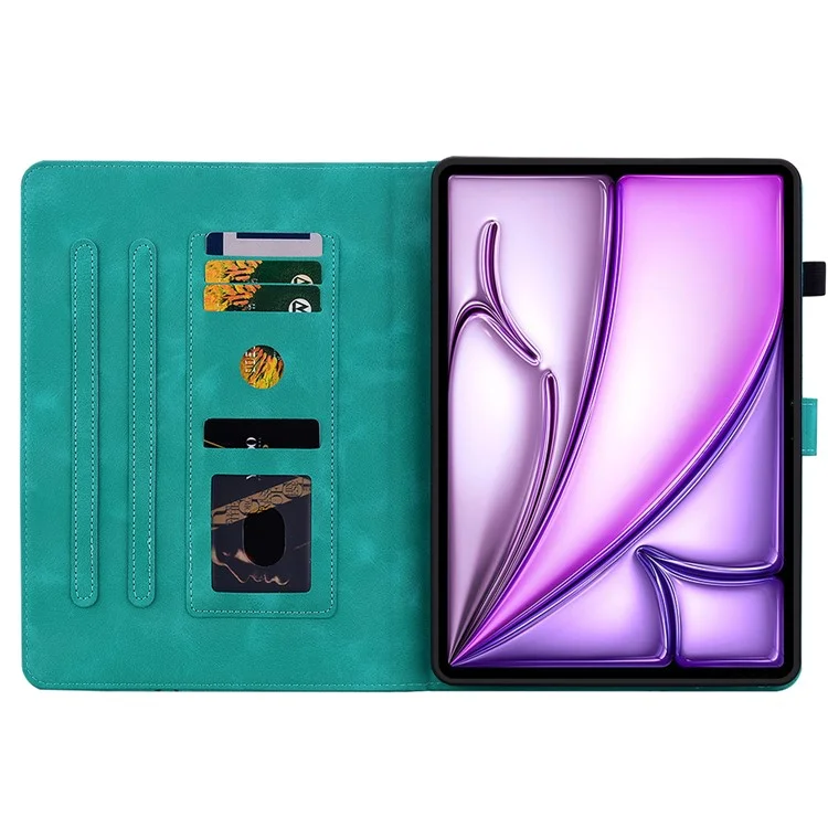 Чехол для iPad Air 11 (2024) с слотами для карт, кожаный + TPU, полная защита - Зеленый