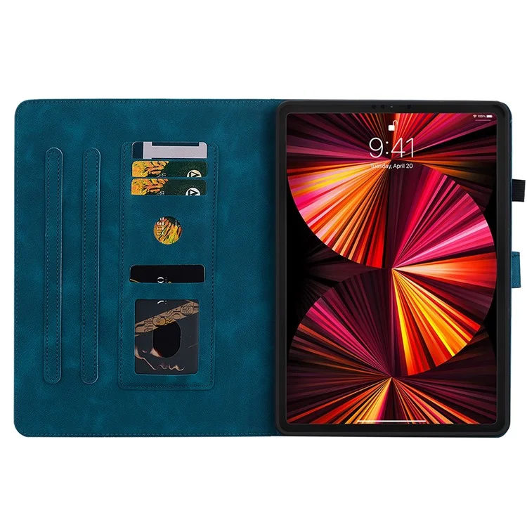 Para iPad Pro 11 pulgadas (2018) / (2020) / (2021) / (2022) / Air 11 (2024) / Air (2022) / (2020) Funda con soporte y diseño de flor de lirio - Azul
