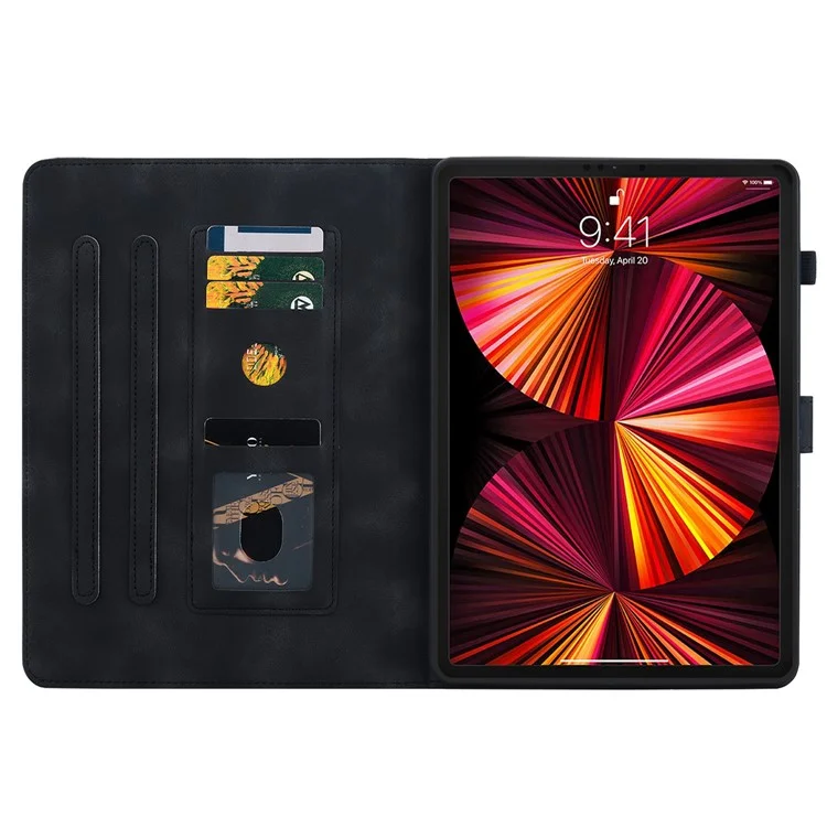 Per iPad Pro 11 pollici (2018) / (2020) / (2021) / (2022) / Air 11 (2024) / Air (2022) / (2020) Custodia da supporto con disegno a fiore di giglio - Nero