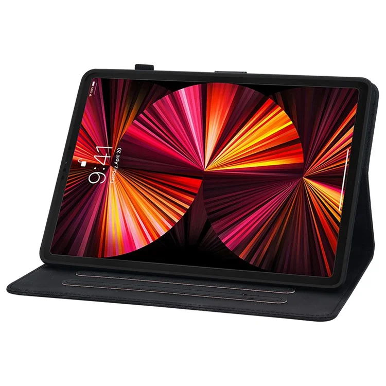 Per iPad Pro 11 pollici (2018) / (2020) / (2021) / (2022) / Air 11 (2024) / Air (2022) / (2020) Custodia da supporto con disegno a fiore di giglio - Nero