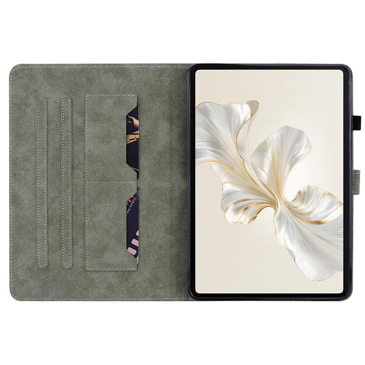 For Honor Pad 9 Case Tiger Pattern PU Leather Anti-Slip Protective Tablet Cover - Grey