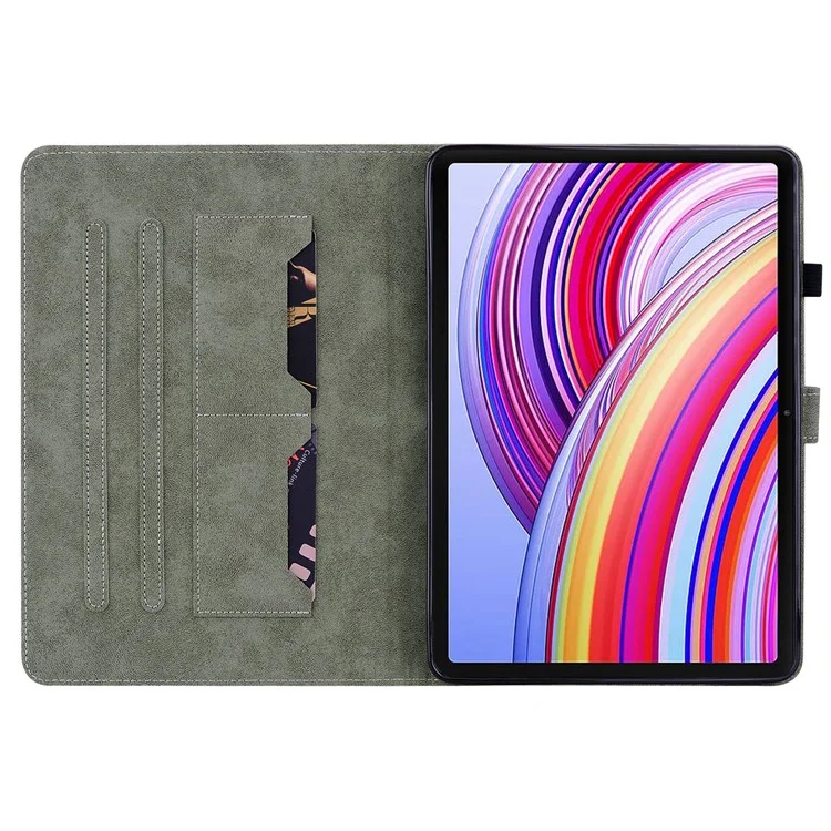 For Xiaomi Redmi Pad Pro / Redmi Pad Pro 5G / Poco Pad Case Cute Tiger Imprinted PU Leather Stand Tablet Cover - Grey