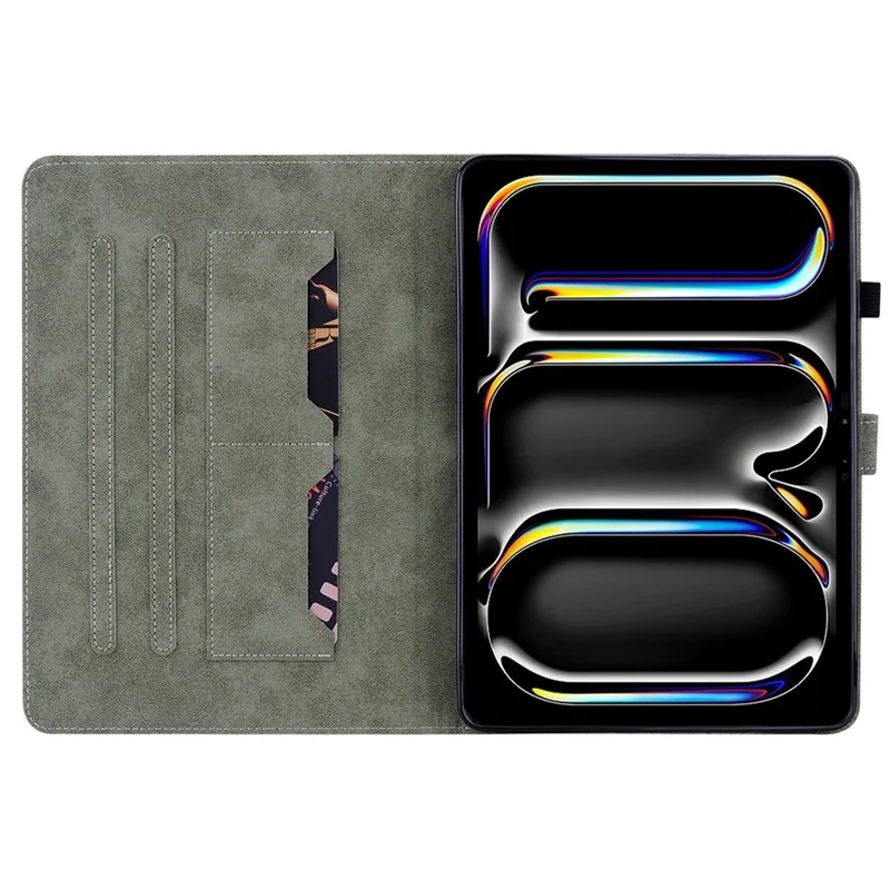 For iPad Pro 11 (2025) / 11 (2024) Wholesale Tablet Cases Tiger Pattern PU Leather Anti-slip Protective Cover - Green