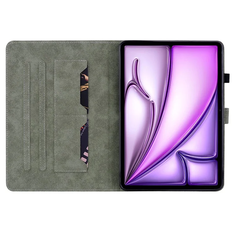 Funda Para iPad Air 13 (2024) Caso de Cuero PU Soporte Carcasa Tablet Lindo Dibujo Estampado de Tigre - Gris