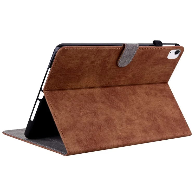 Para iPad Air 13 (2024) Capa de Couro PU Stand Tablet Shell Bonito Desenho Animado Tigre Impresso - Marrom