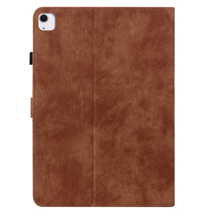 Para iPad Air 13 (2024) Capa de Couro PU Stand Tablet Shell Bonito Desenho Animado Tigre Impresso - Marrom