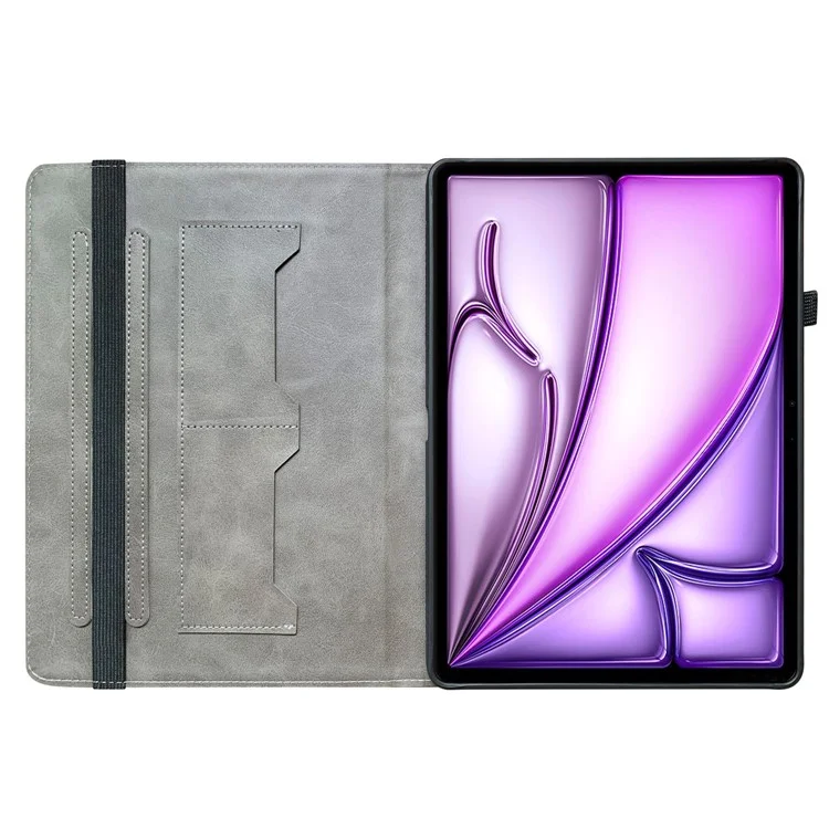 Per iPad Air 11 (2024) Custodia Tablet Pattern PU Pelle in Piedi Folio Custodia Tablet con Supporto per Schede - Fiore di Prugna