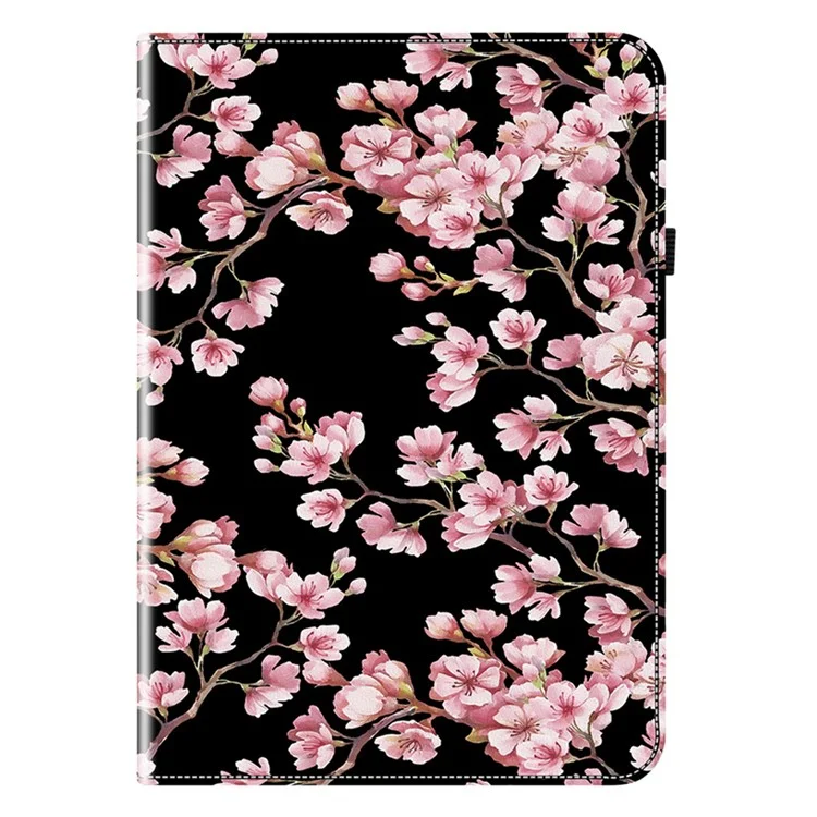 Per iPad Air 11 (2024) Custodia Tablet Pattern PU Pelle in Piedi Folio Custodia Tablet con Supporto per Schede - Fiore di Prugna