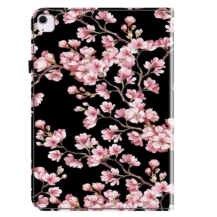 Per iPad Air 11 (2024) Custodia Tablet Pattern PU Pelle in Piedi Folio Custodia Tablet con Supporto per Schede - Fiore di Prugna