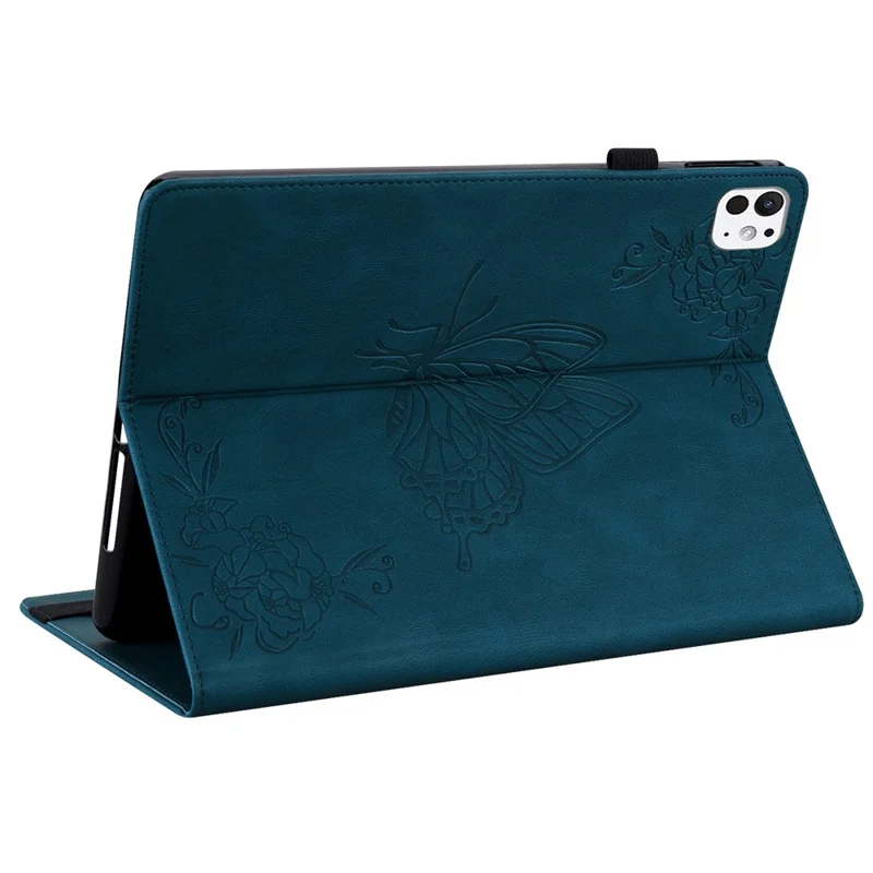 PU Leather Tablet Case for iPad Pro 11 (2024) Anti-Scratch Card Slots Flip Tablet Cover - Dark Blue