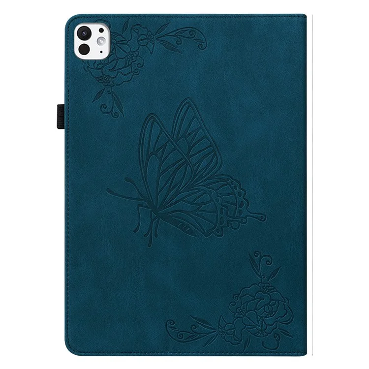 PU Leather Tablet Case for iPad Pro 11 (2024) Anti-Scratch Card Slots Flip Tablet Cover - Dark Blue