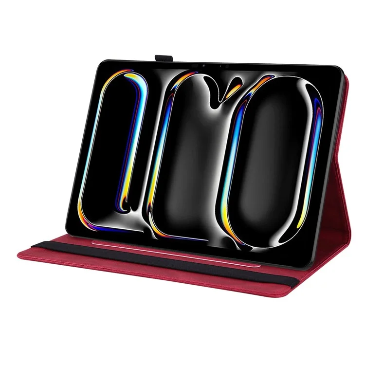 Capa de Tablet de Couro PU para iPad Pro 11 (2024) Anti-Arranhões com Porta-Cartões Flip Tablet - Vermelho