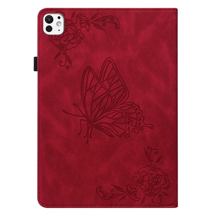 Capa de Tablet de Couro PU para iPad Pro 11 (2024) Anti-Arranhões com Porta-Cartões Flip Tablet - Vermelho