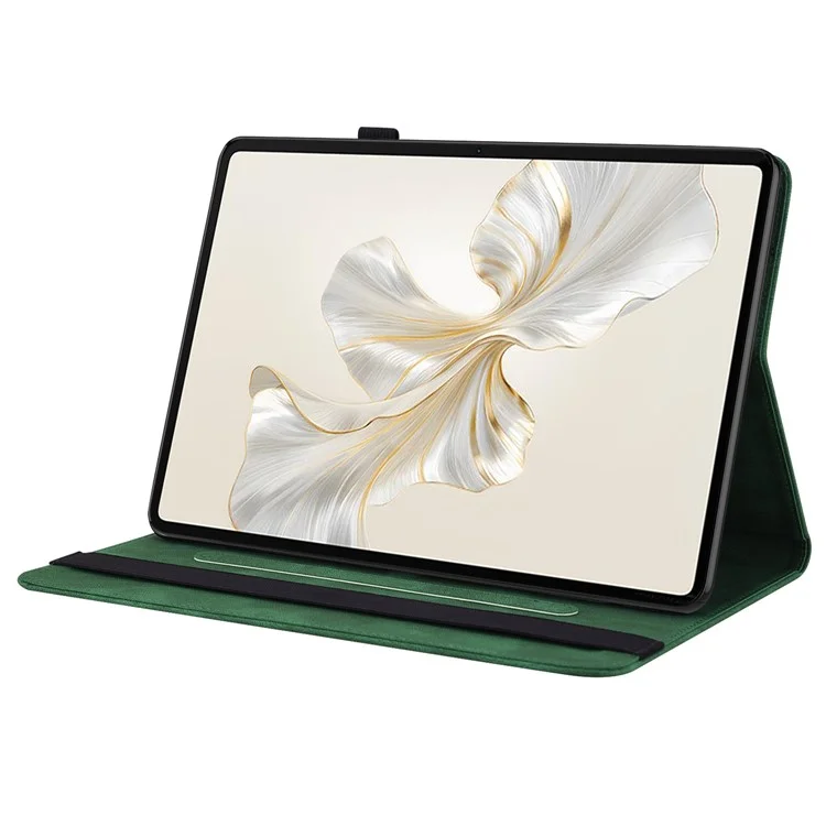 For Honor Pad 9 Case Butterfly Flower Leather Flip Card Slots Tablet Cover - Green