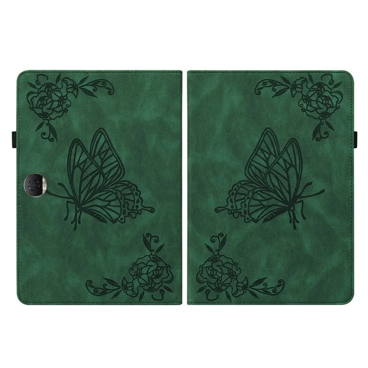 For Honor Pad 9 Case Butterfly Flower Leather Flip Card Slots Tablet Cover - Green