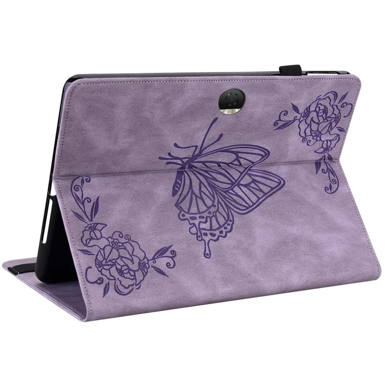 For Honor Pad 9 Case Butterfly Flower Leather Flip Card Slots Tablet Cover - Purple