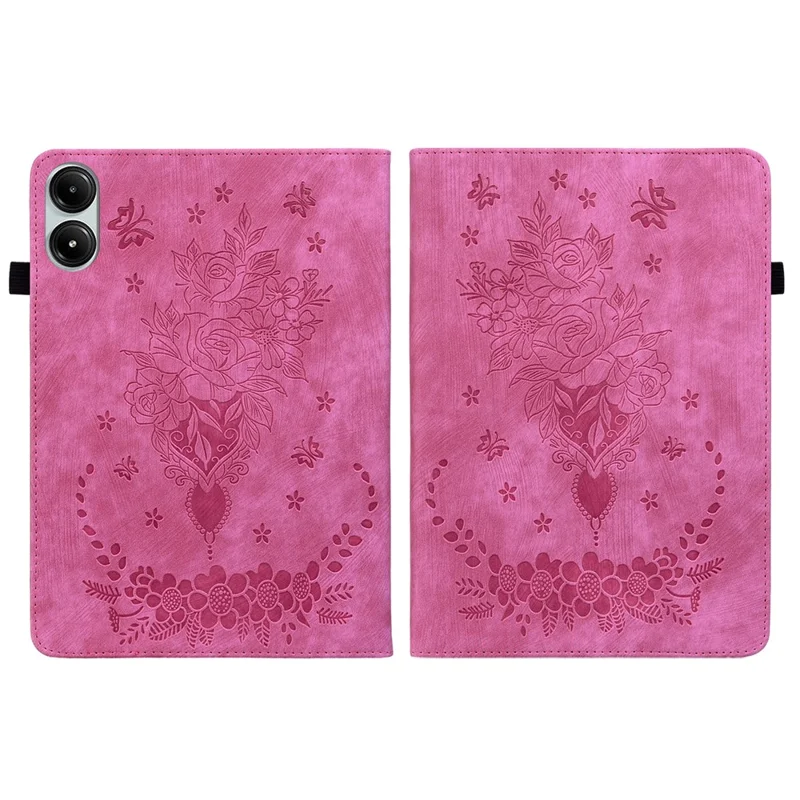 For Xiaomi Redmi Pad Pro / Redmi Pad Pro 5G / Poco Pad Case Rose Flower Leather Protective Cover with Card Holder - Rose