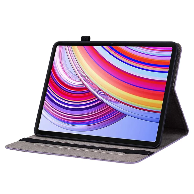 For Xiaomi Redmi Pad Pro / Redmi Pad Pro 5G / Poco Pad Case Rose Flower Leather Protective Cover with Card Holder - Purple