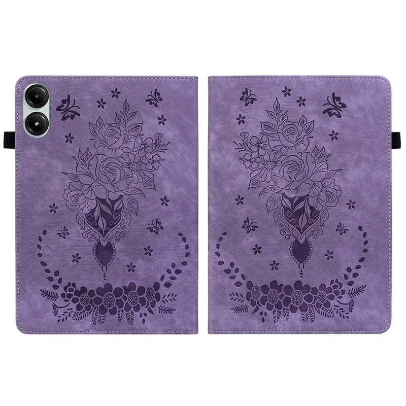 For Xiaomi Redmi Pad Pro / Redmi Pad Pro 5G / Poco Pad Case Rose Flower Leather Protective Cover with Card Holder - Purple