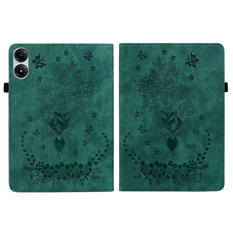 For Xiaomi Redmi Pad Pro / Redmi Pad Pro 5G / Poco Pad Case Rose Flower Leather Protective Cover with Card Holder - Green