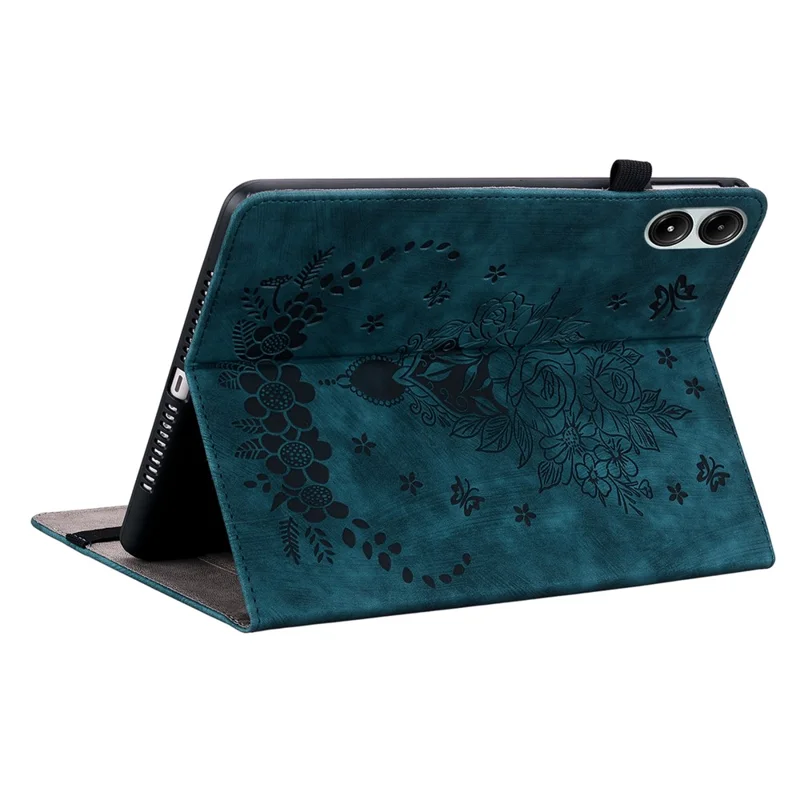 Voor Xiaomi Redmi Pad Pro / Redmi Pad Pro 5G / Poco Pad Case Rozenbloem Lederen Beschermhoes met Kaarthouder - Blauw