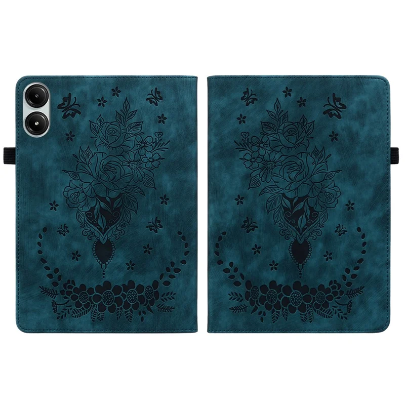 Voor Xiaomi Redmi Pad Pro / Redmi Pad Pro 5G / Poco Pad Case Rozenbloem Lederen Beschermhoes met Kaarthouder - Blauw