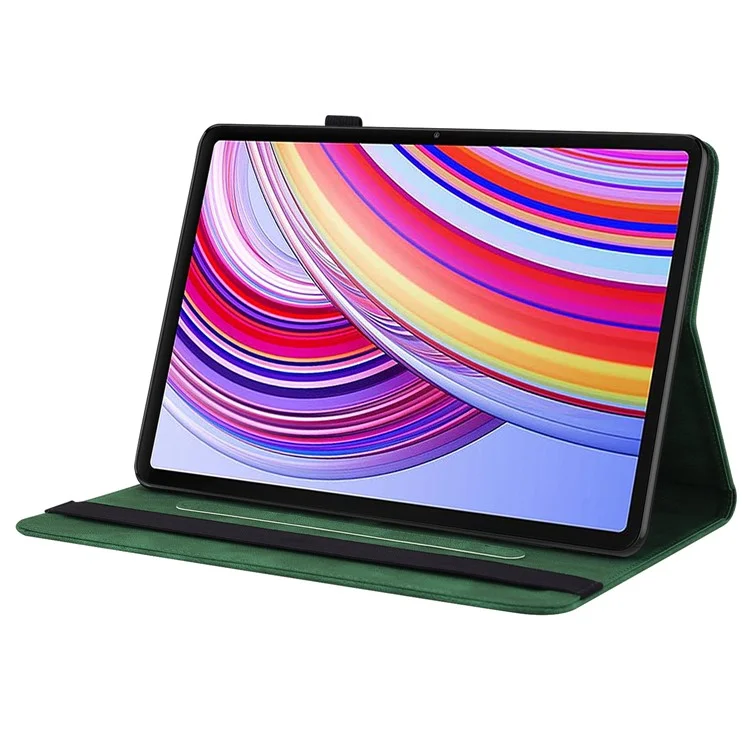 For Xiaomi Redmi Pad Pro / Redmi Pad Pro 5G / Poco Pad Protective Cover PU Leather Butterfly Flower Stand Tablet Case - Green