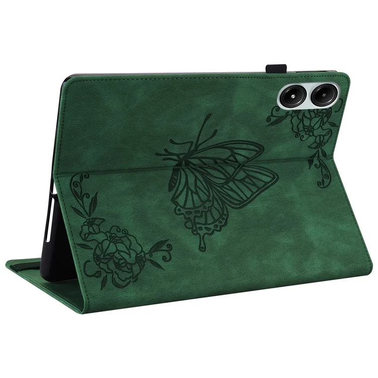 For Xiaomi Redmi Pad Pro / Redmi Pad Pro 5G / Poco Pad Protective Cover PU Leather Butterfly Flower Stand Tablet Case - Green