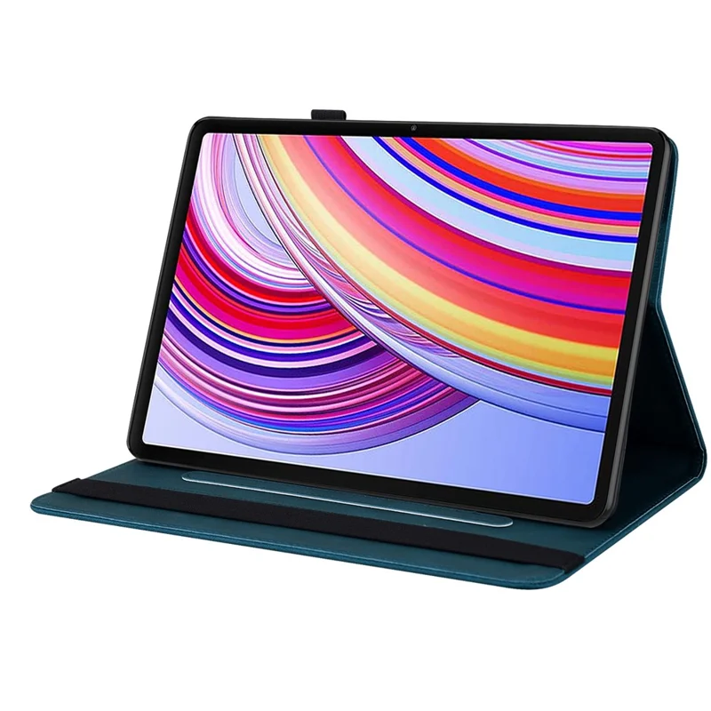 For Xiaomi Redmi Pad Pro / Redmi Pad Pro 5G / Poco Pad Protective Cover PU Leather Butterfly Flower Stand Tablet Case - Dark Blue