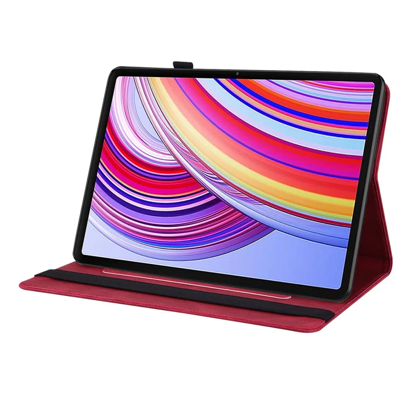 Para Xiaomi Redmi Pad Pro / Redmi Pad Pro 5G / Poco Pad Funda Protectora de Cuero PU con Mariposa y Flor Soporte para Tableta - Rojo