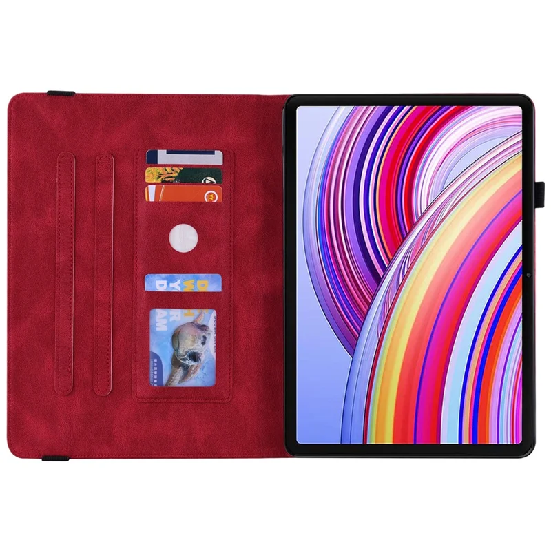 Para Xiaomi Redmi Pad Pro / Redmi Pad Pro 5G / Poco Pad Funda Protectora de Cuero PU con Mariposa y Flor Soporte para Tableta - Rojo