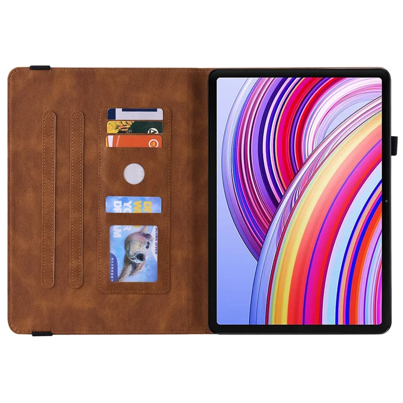 Per Xiaomi Redmi Pad Pro / Redmi Pad Pro 5G / Poco Pad Cover Protettiva in Pelle PU a Farfalla Fiore in Piedi Custodia Tablet - Marrone