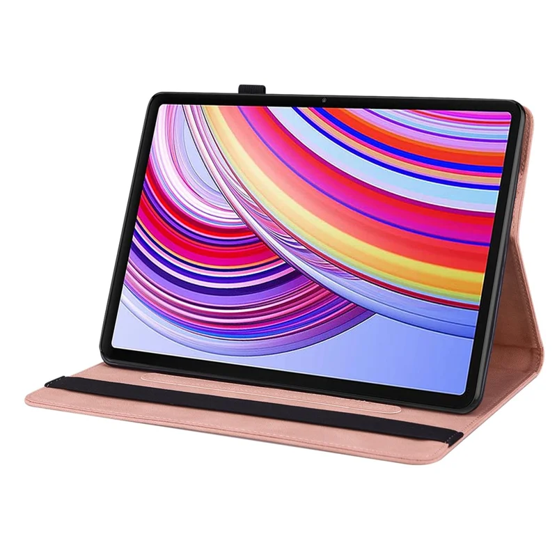 For Xiaomi Redmi Pad Pro / Redmi Pad Pro 5G / Poco Pad Protective Cover PU Leather Butterfly Flower Stand Tablet Case - Pink