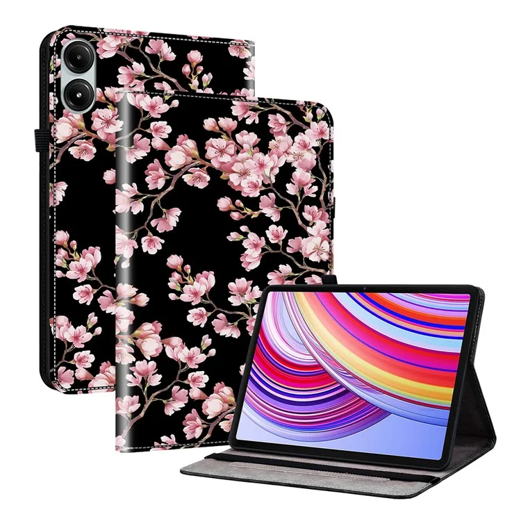For Xiaomi Redmi Pad Pro / Redmi Pad Pro 5G / Poco Pad Case with Card Slots PU Leather Stand Tablet Cover - Plum Blossom