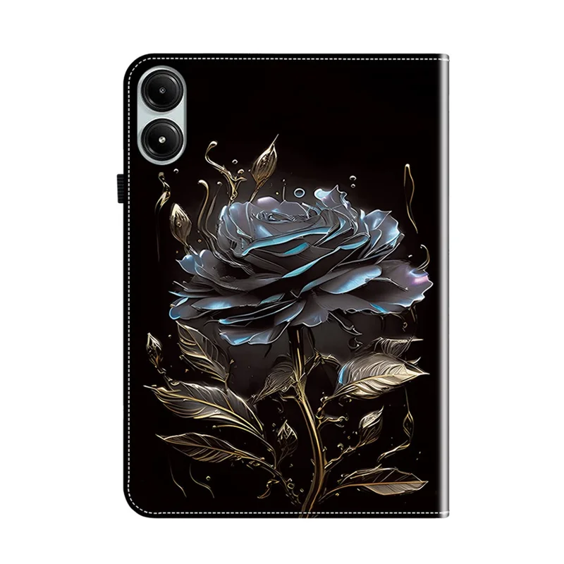 For Xiaomi Redmi Pad Pro / Redmi Pad Pro 5G / Poco Pad Case with Card Slots PU Leather Stand Tablet Cover - Black Rose