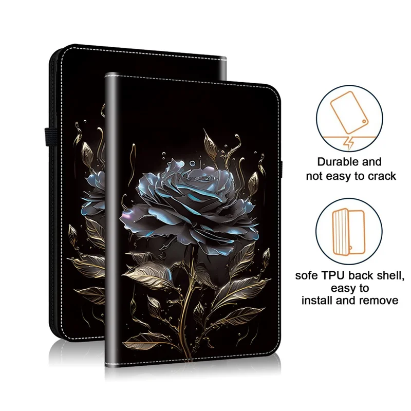 For Xiaomi Redmi Pad Pro / Redmi Pad Pro 5G / Poco Pad Case with Card Slots PU Leather Stand Tablet Cover - Black Rose
