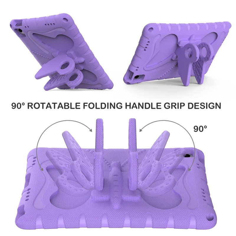 For Samsung Galaxy Tab A11+ / A9+ Case Butterfly Kickstand EVA Tablet Cover with Shoulder Strap - Light Purple