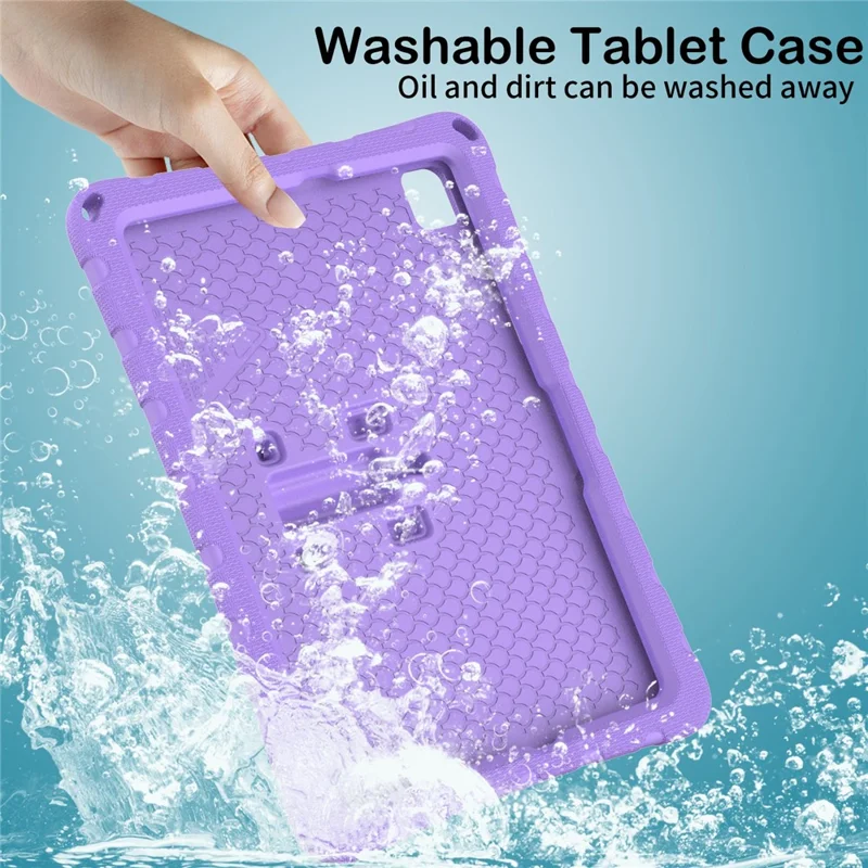 For Samsung Galaxy Tab A11+ / A9+ Case Butterfly Kickstand EVA Tablet Cover with Shoulder Strap - Light Purple
