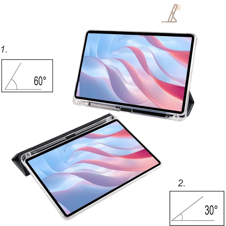 For Xiaomi Redmi Pad Pro / Redmi Pad Pro 5G / Poco Pad Case with Pen Slot Tri-Fold Stand Leather Tablet Cover Auto Wake / Sleep - Black