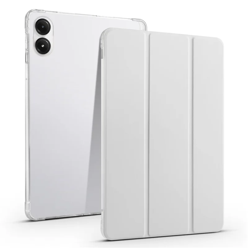 For Xiaomi Redmi Pad Pro / Redmi Pad Pro 5G / Poco Pad Case with Pen Slot Tri-Fold Stand Leather Tablet Cover Auto Wake / Sleep - Grey