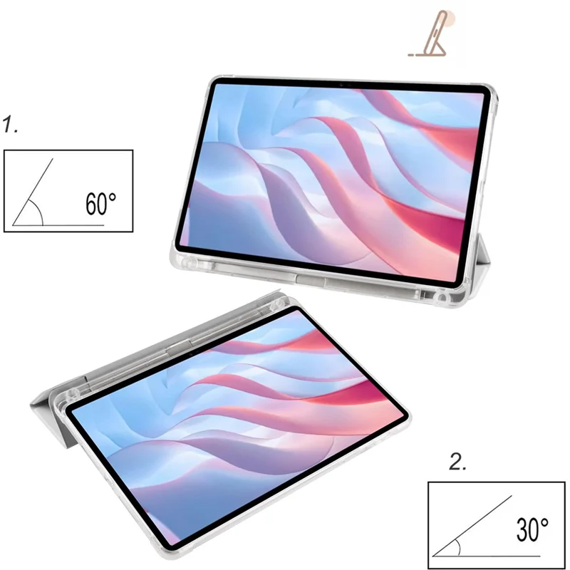 For Xiaomi Redmi Pad Pro / Redmi Pad Pro 5G / Poco Pad Case with Pen Slot Tri-Fold Stand Leather Tablet Cover Auto Wake / Sleep - Grey
