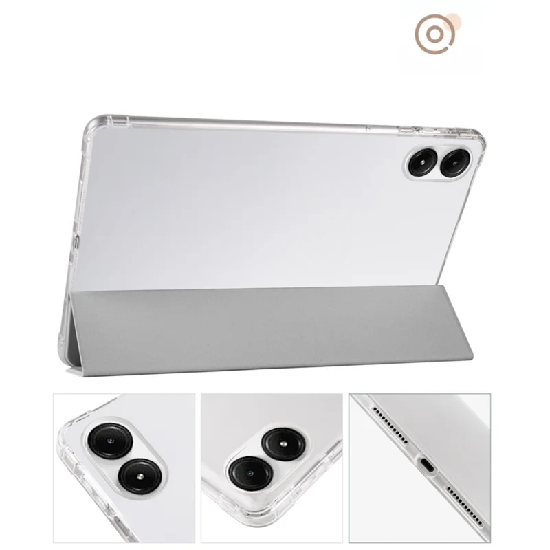 For Xiaomi Redmi Pad Pro / Redmi Pad Pro 5G / Poco Pad Case with Pen Slot Tri-Fold Stand Leather Tablet Cover Auto Wake / Sleep - Grey