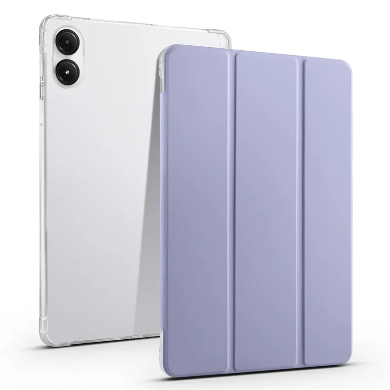 Funda para Xiaomi Redmi Pad Pro / Redmi Pad Pro 5G / Poco Pad con ranura para bolígrafo, soporte plegable triple, cubierta de tableta de cuero, despertador / suspensión automática - Púrpura