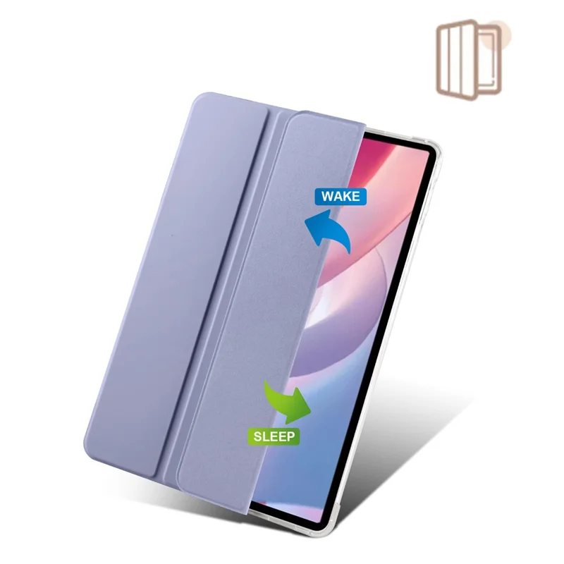Funda para Xiaomi Redmi Pad Pro / Redmi Pad Pro 5G / Poco Pad con ranura para bolígrafo, soporte plegable triple, cubierta de tableta de cuero, despertador / suspensión automática - Púrpura