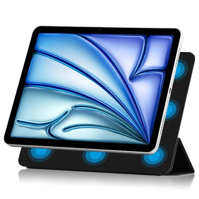 For iPad Air 11 (2025) / (2024) / Air (2022) / (2020) / Pro 11 (2022) / (2021) / (2020) / (2018) Case PU Leather Tri-Fold Stand Tablet Cover - Black