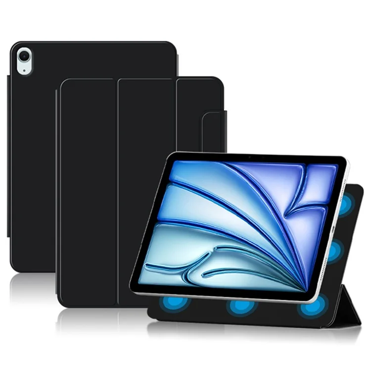 Funda de Soporte para iPad Air 13 (2024) (M2) Estuche Resistente a Golpes Magnético de Cuero PU - Negro