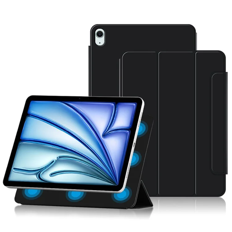 Funda de Soporte para iPad Air 13 (2024) (M2) Estuche Resistente a Golpes Magnético de Cuero PU - Negro
