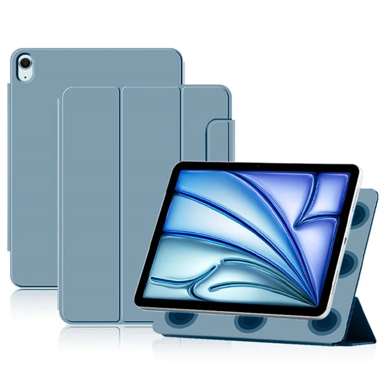 Para iPad Air 13 (2024) (M2) Capa com Suporte Resistente a Choques Magnética de Couro PU Flip Tablet Cover - Azul Cinza